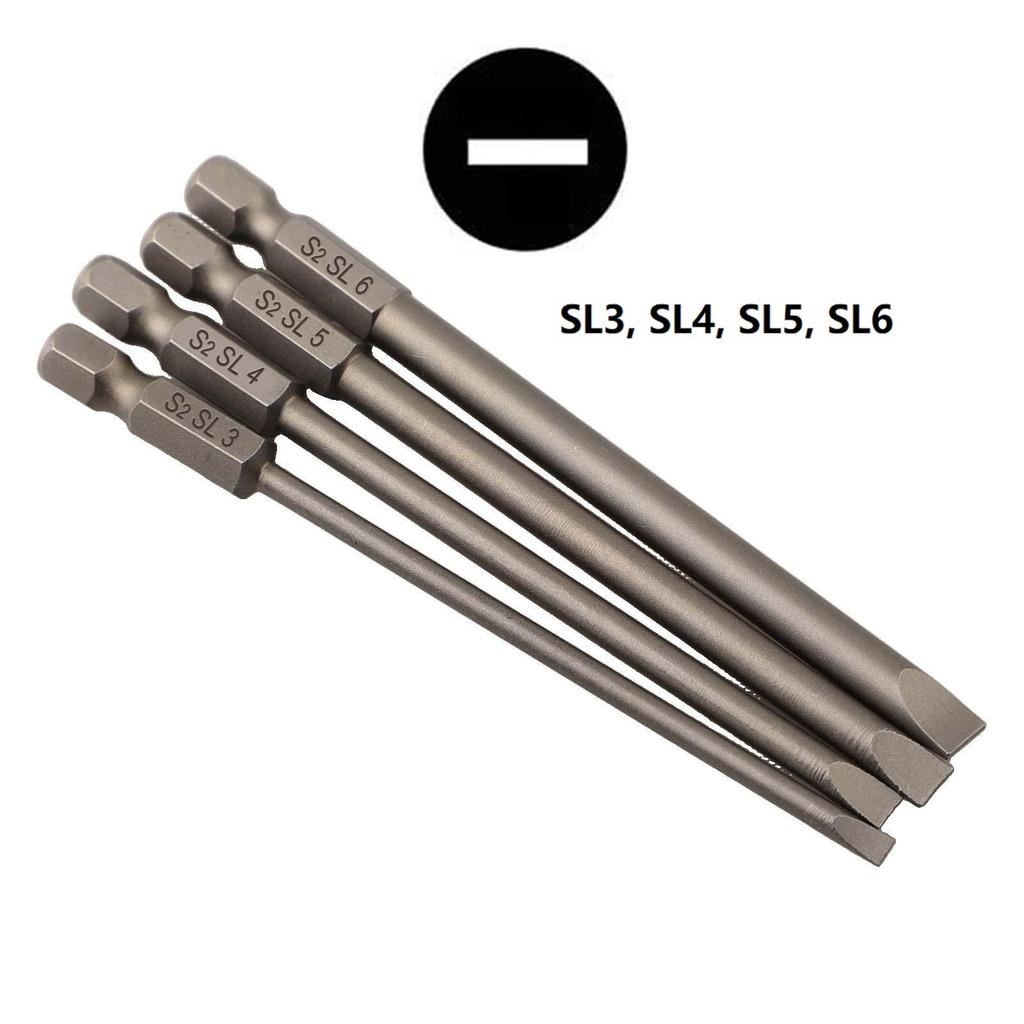 4 Stück 100 mm Lange Schraubendreher-Bits Set Für Torx Sechskant Kreuz Schlitzspitze 1/4 Zoll Sechskant Elektro-Schraubendreher-Bits