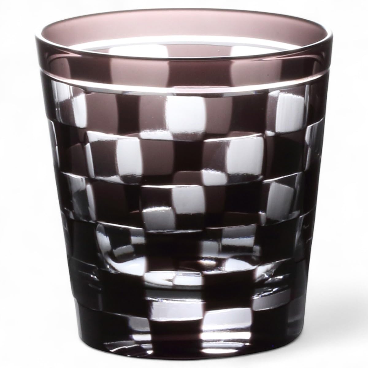 

Mizukage Kiriko Rocks Glass Checkered Bisho J-kitchens Cup, 85xH90mm, 260cc, Purple, (Current Model)