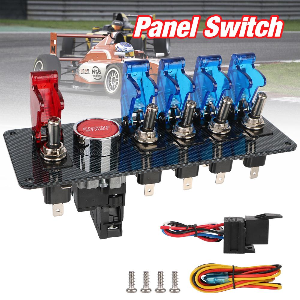 12V Rocker Switch Panel Light Toggle Racing Car Starter Ignition Start Stop Push Button LED Indicator ATV Vehicles Accessories Relays 5