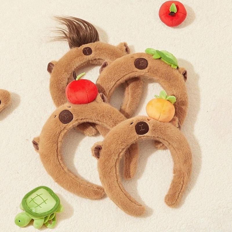 Cute Capybaras Shape Hair Hoop Women Cartoon Headbands Plush Makeup Hairband
