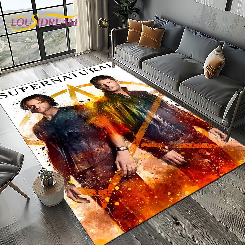 3D SPN Supernatural Sign Dean Sam Carpet Rug for Living Room Bedroom Home Sofa Decoration,Kids Play Area Rug Non-slip Floor Mat