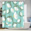 White Floral Shower Curtain Green Blue White Flower Print For Bathroom Decoration Waterproof Shower Curtains With Rings (Large)