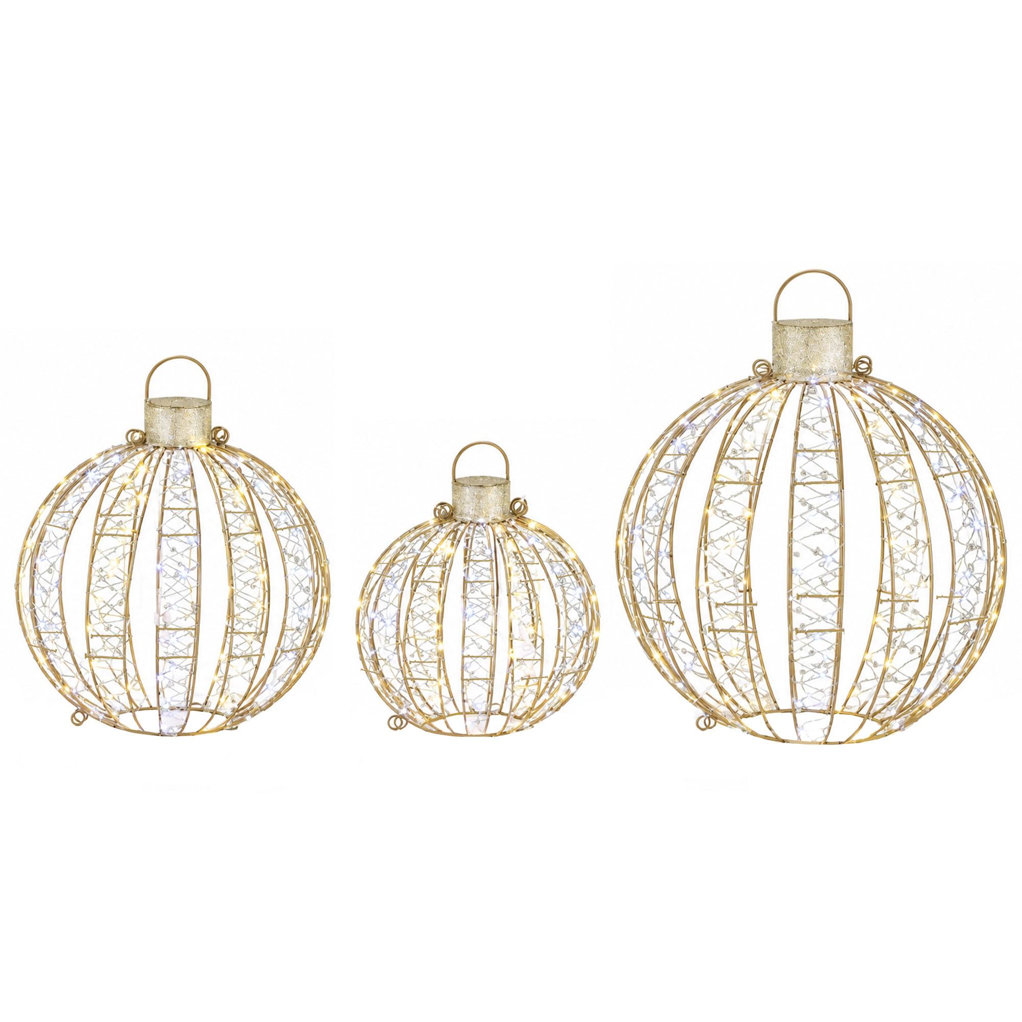 3-piece illuminated Christmas bauble set for
