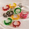 Bohemian Acrylic Rhinestone Bangle Smudging Dopamine Hand Ring Irregular Wide Open Bracelet  Girls