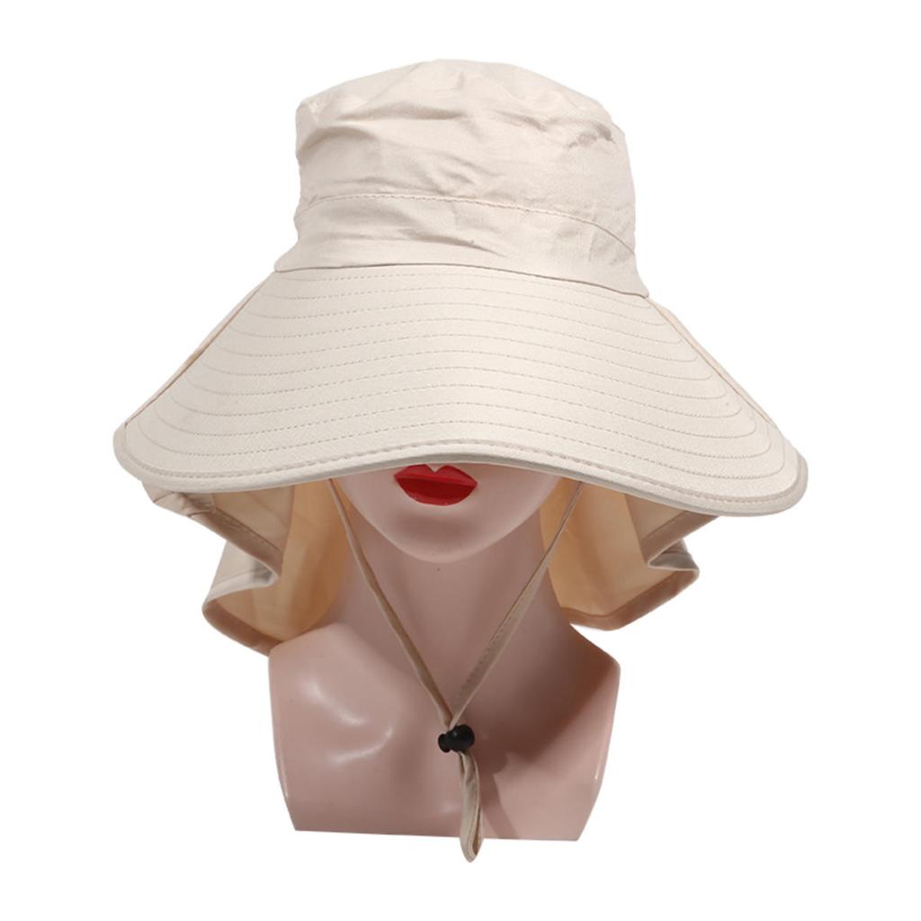 Women Summer Sun Hat Solid Color Fisherman Cap Ladies Visors High Quality Anti-UV Wide Brim Neck Protection Sunshade Hats