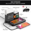 3 In 1 Charging Station for iPhone, Alarm Clock, Night Light, Wireless Charger for iPhone 15 14 13 12 11 X Pro Max & Apple Watch - Charging Stand