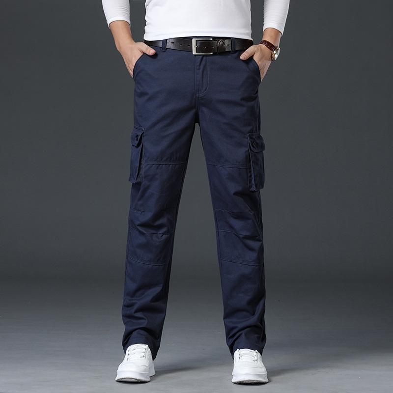 

Рабочие брюки мужские летние тонкие дышащие свободные прямые брюки с несколькими карманами военные модные брендовые повседневные длинные брюки для активного отдыха 40 сапфир синий