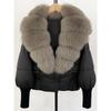 Womens Short Puffer Coat With Real Fox Fur Collar Winter Warm Down Jacket Loose Fit Small Stature