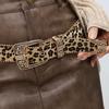 Zinc Zinc Alloy Carved Buckle Belt Y2K PU Vintage Waistband Leopard Print Belt  Clothing Accessories