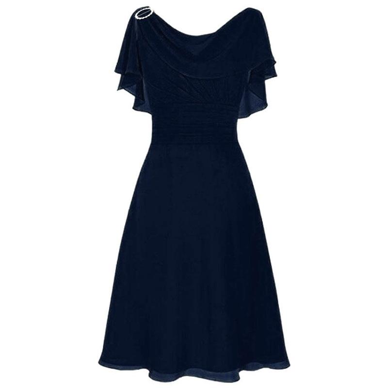 European and American New Chiffon Dress, Women's Sexy One-word Shoulder Wedding Dress Dress