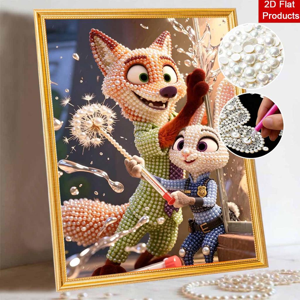 Disney 5D DIY Pearl Painting Kit, Zootopia Characters Home Bedroom Wall Decor Crafts Handmade Gift