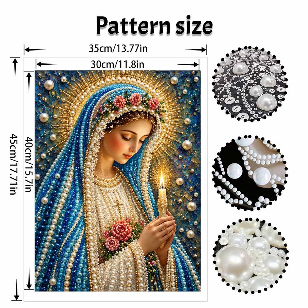 DIY 3D Pearl Diamond Painting Art Set Virgin Mary Holding Candle Home Decor Art Set Wall Art