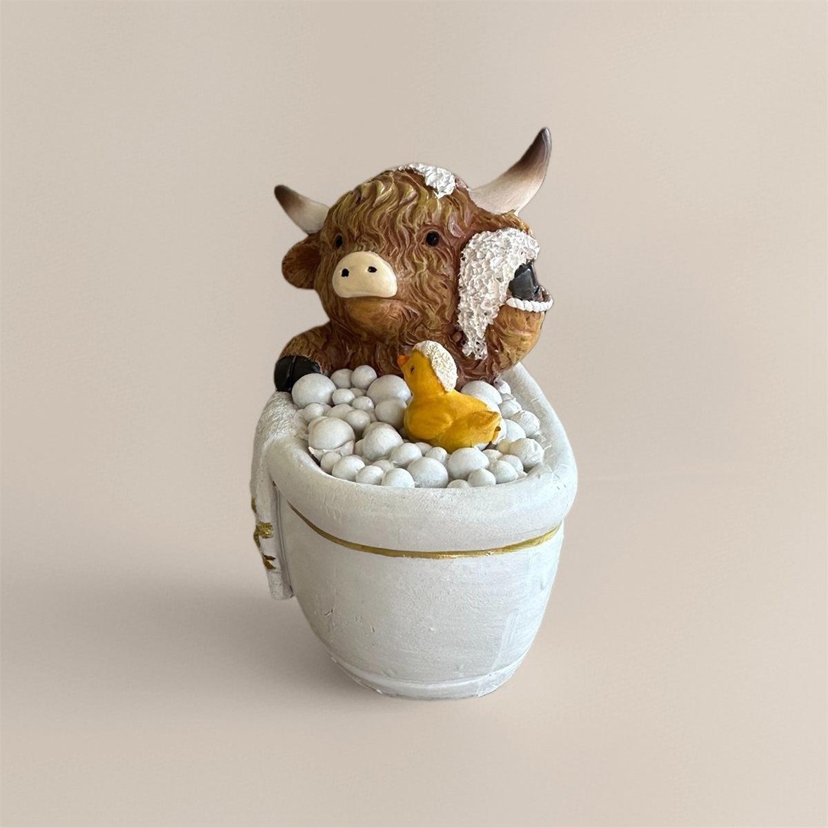 

Highland Cow Figurines Cute Creative Bathroom Theme Highland Cow Decor for Home Yard Garden and More