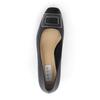 HIMIKO square-toe chunky heel pumps with 5cm cushioned genuine leather and square buckle, size 653302, black, size 230.
