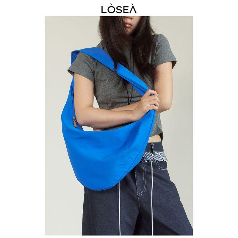 Losea Large Capacity Casual Croissant Women's Bag 2025 New Shoulder Shoulder Bag All-Match Blue Dumpling Bag