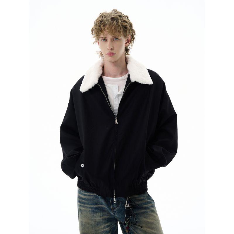 Kisko American-Style High-End Detachable Fur Collar Work Jacket for Men and Women, Cleanfit Short Cotton Coat, Trendy