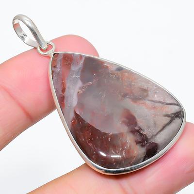 Red Snakeskin Gemstone 925 Sterling Silver Jewelry Pendant 2.21" y7P15