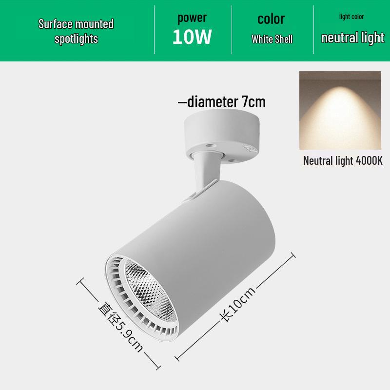 Adjustable Surface Mounted LED Spotlight - Small Ceiling Track Light