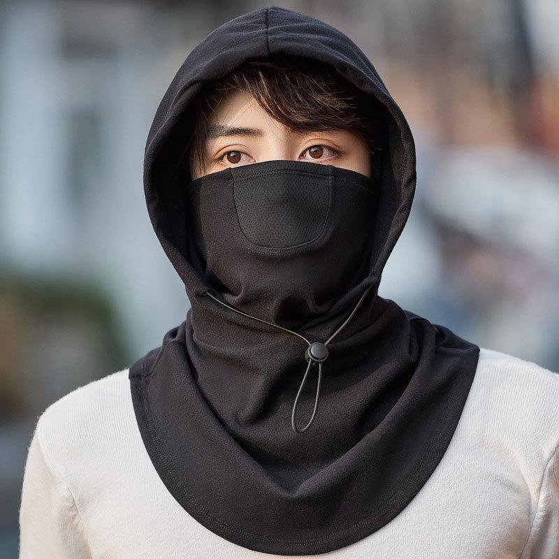 Men's Winter Windproof Cycling Hat with Warm Mask, Earmuffs, and Neck Cover - Thick Cotton Lei Feng Style