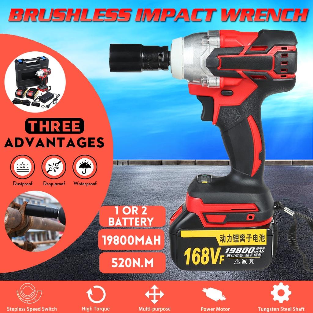 168VF Cordless Electric Wrench Impact Socket Drill Electric Screwdriver Rechargeable 12000mAh Li-on Battery Car Tire