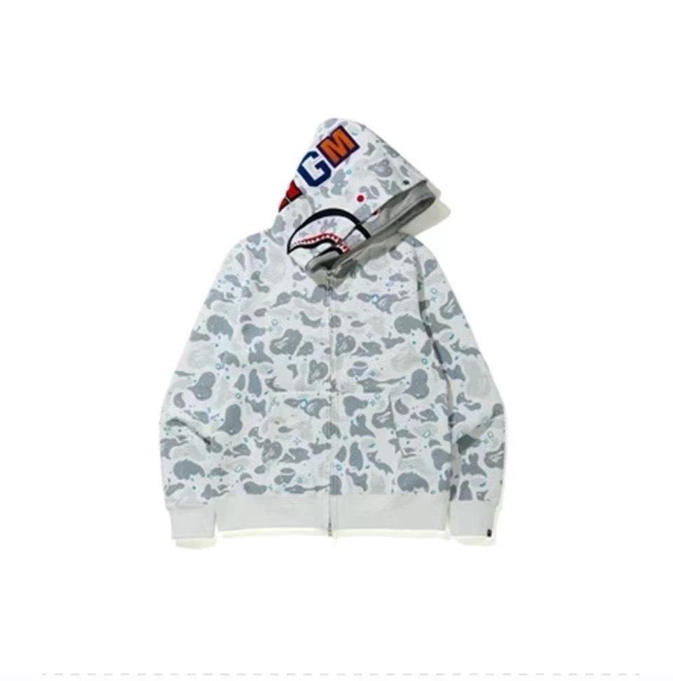 BAPE Žraločí maskáčová bavlněná vyšívaná mikina s kapucí