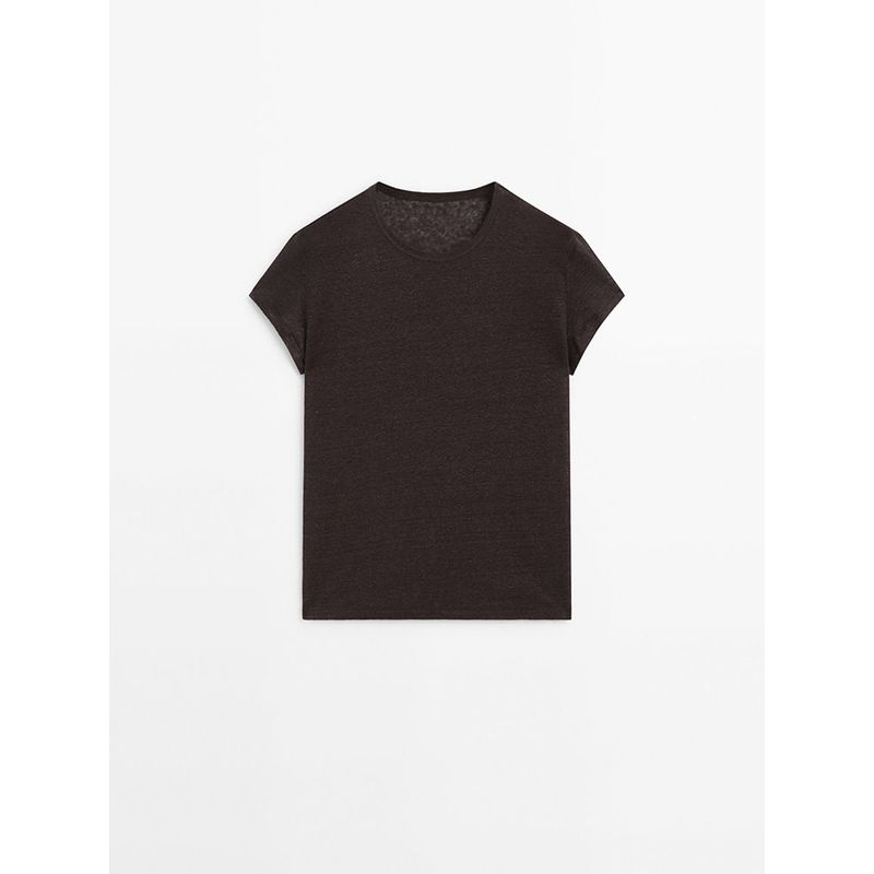 Za2025 Summer New Product Women's Clothes Basic Style Silm Slim Looking Shoulder round Neck Short Sleeve T-shirt 06220937 730