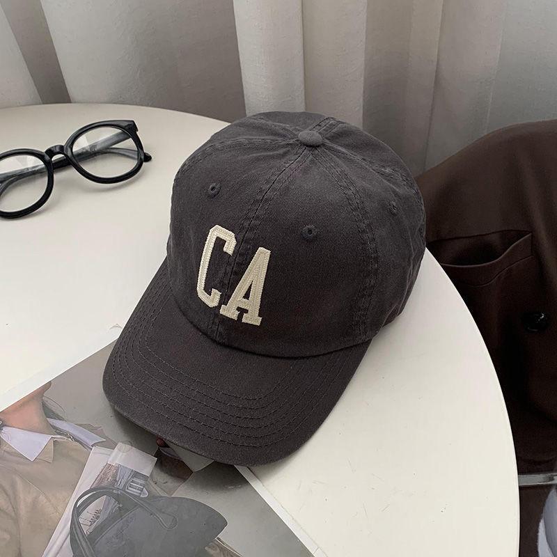 New Big Head Circumference CA Letter Soft Top Baseball Cap Female Couple Ins Face Small Sunshade Cap Male Summer