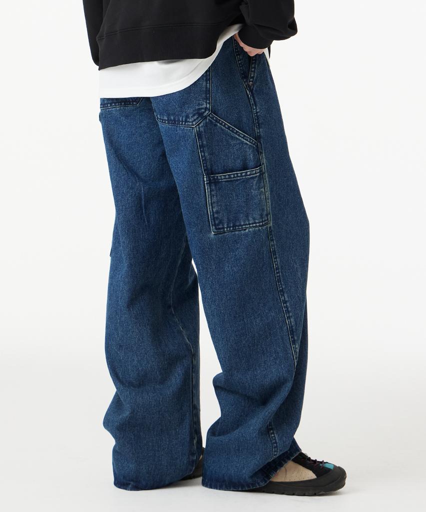URBANAGE Carpenter Wide Denim Pants_Medium Blue
