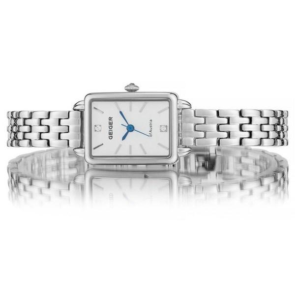 Ceas pătrat de metal Geiger GE1248WS + set de curea din piele, ceasuri populare coreene