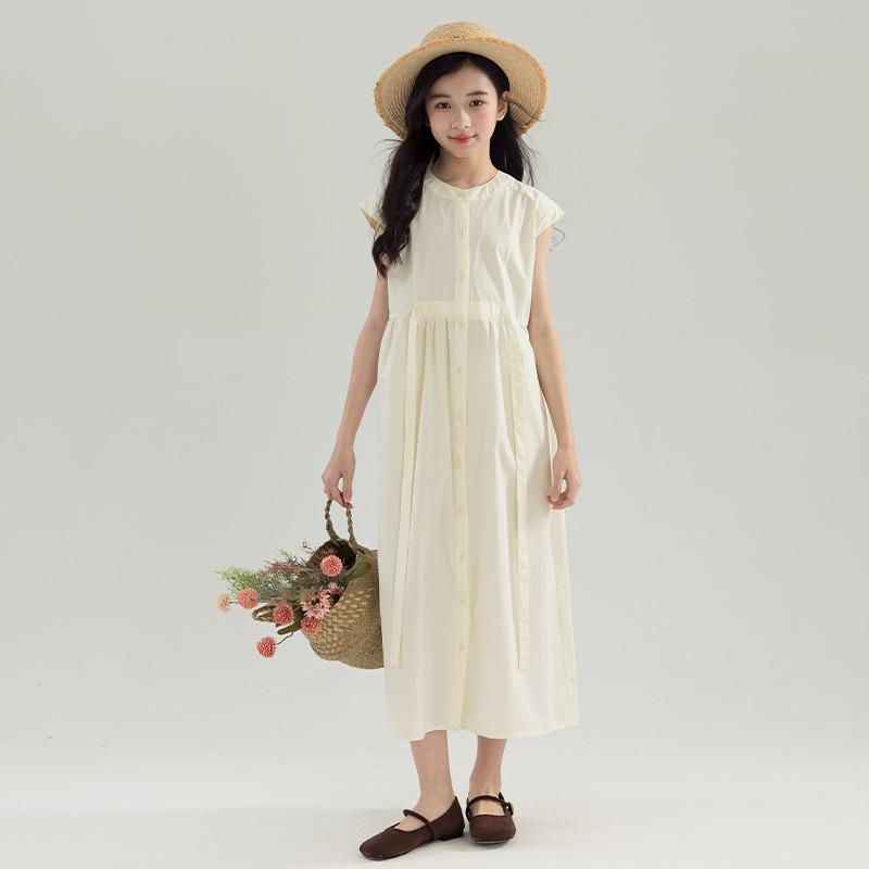 Girls' Stylish Summer Long Dress: Single-Breasted, Parent-Child Matching