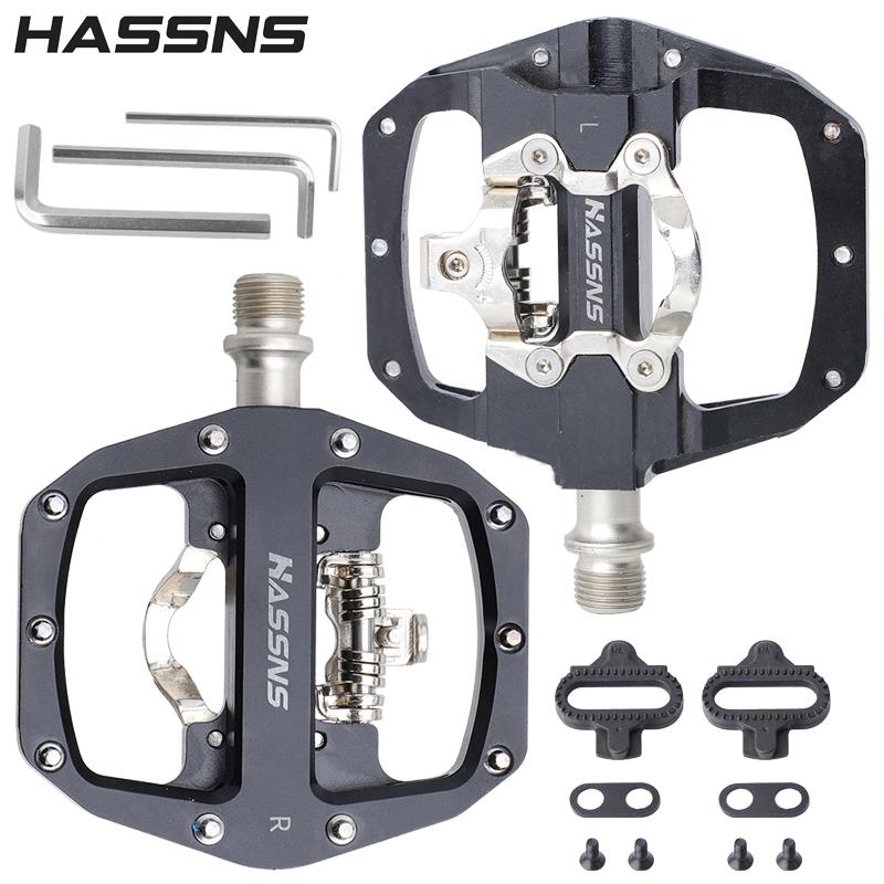 HASSNS M201 Pedals For Bicycle Footrest Mtb Mixed Pedals Clip Mountain Bike Foot Rest Double Function Spd Aluminum Footrest HA M201 Pedals