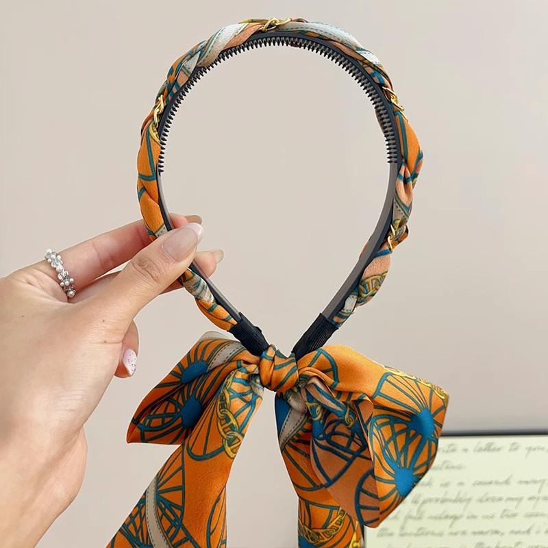 

Винтажная цепочка с принтом, длинная лента, повязка на голову для женщин, элегантное украшение для волос, ободок для волос, модные аксессуары для волос