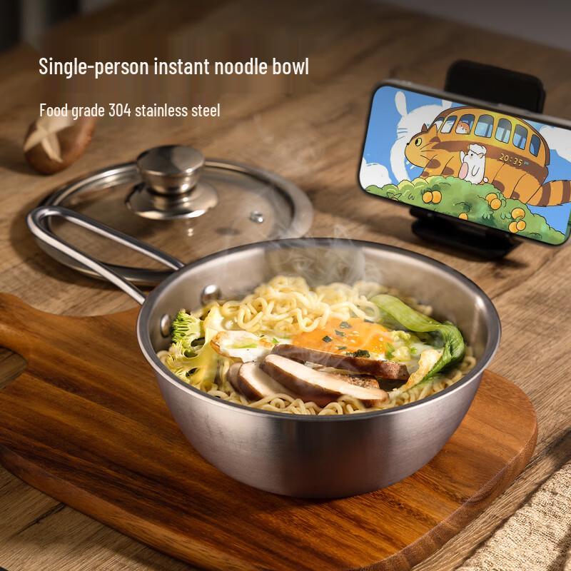 Newair 304 Stainless Steel Instant Noodle Bowl with Lid & Handles