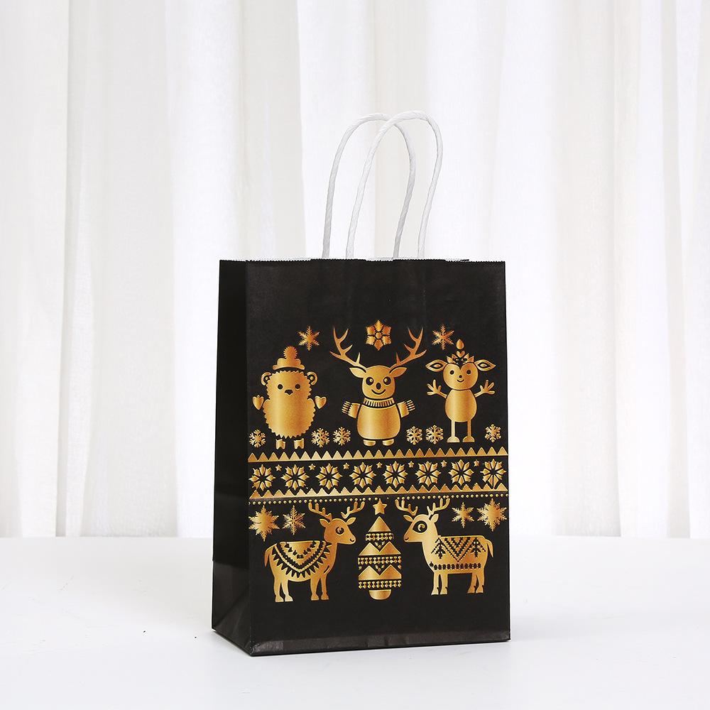 12/30pcs StoBag Christmas Paper Tote Bags Recyclable Gift Bags for Holiday Packaging Party Favors Candy Cookies Classroom