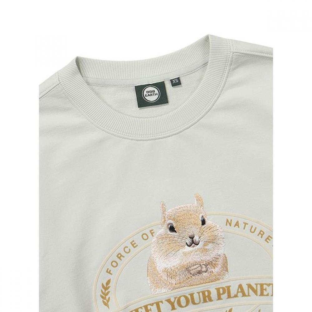 Animal Embroidery Point Sweatshirt  Light Mint 