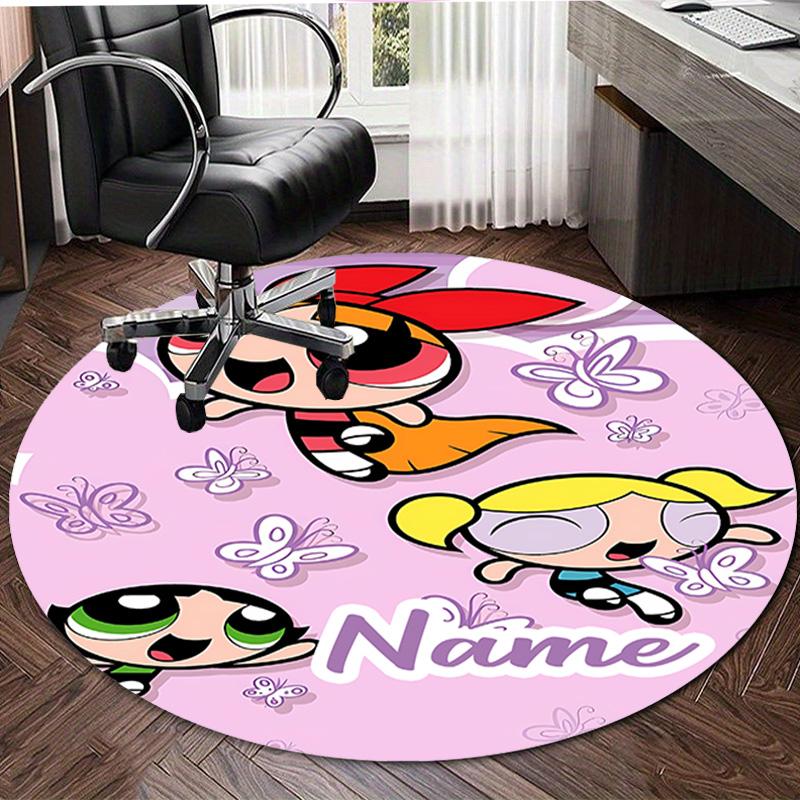 Personalized The Powerpuff Girls Round Chair Office Rug - Perfect for Mat, Office Chair & More - Ideal Gift for Birthdays and Holidays