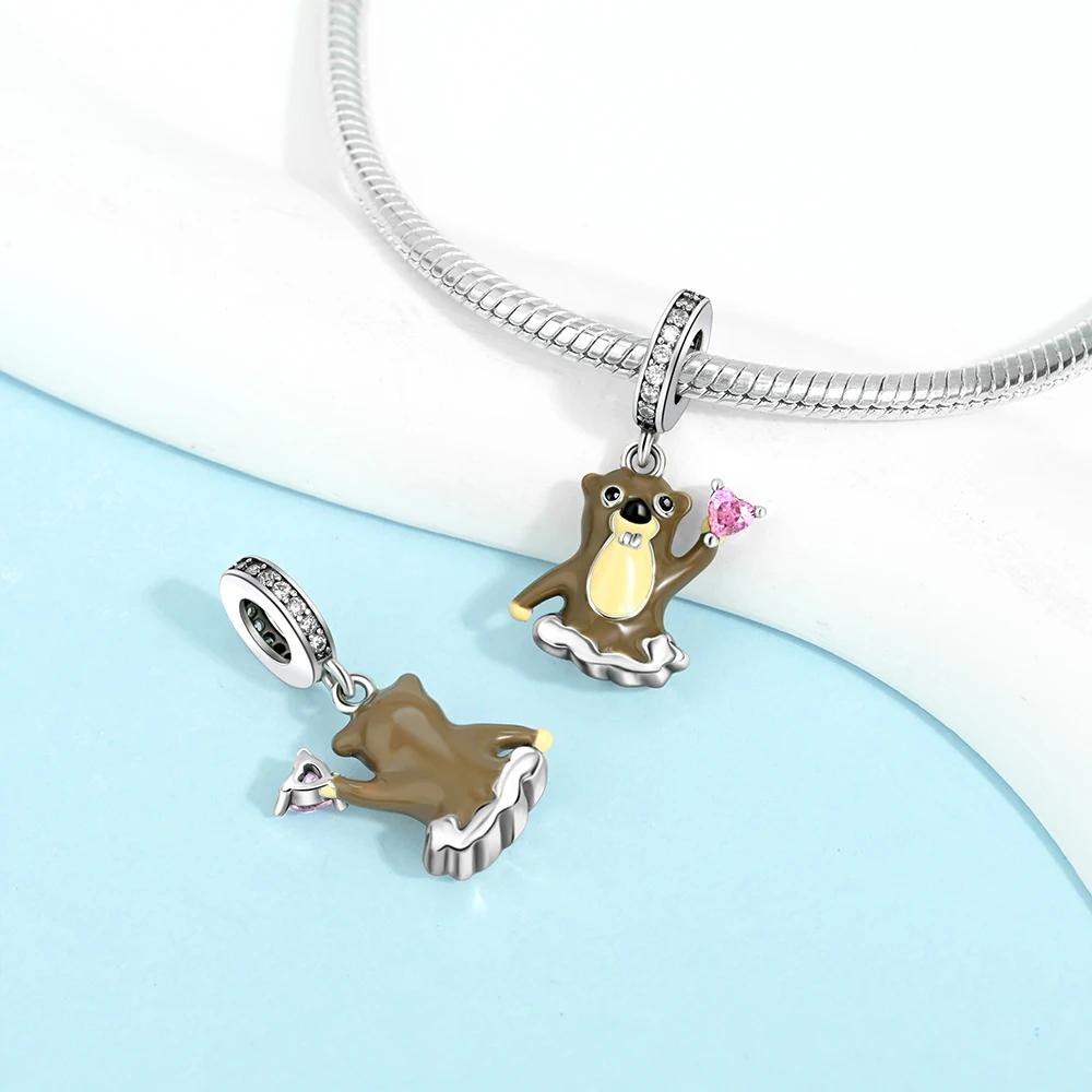 Original Orange Squirrel Cute Animal Pendant Bat Spider Beads Fit Braceletcopper Women Accessory Fine Gift Diy Jewelry