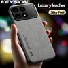 KEYSION Luxury Retro PU Leather Phone Case for Xiaomi POCO F8 Pro Soft Silicone+PC Shockproof Phone Back Cover for POCO F8 Ultra