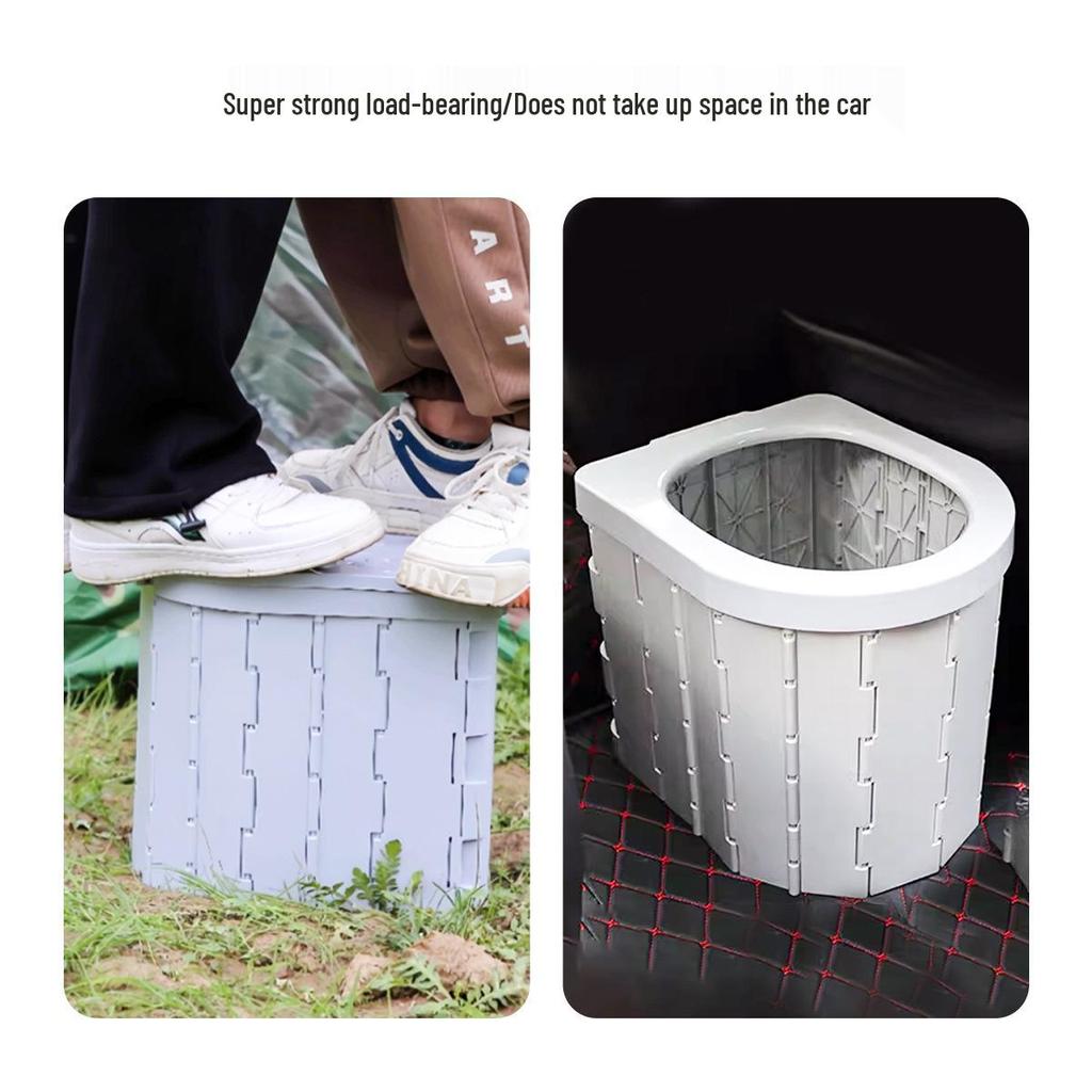 Portable Odor-Proof Folding Commode: Emergency Camping & Travel Car Toilet Solidifier