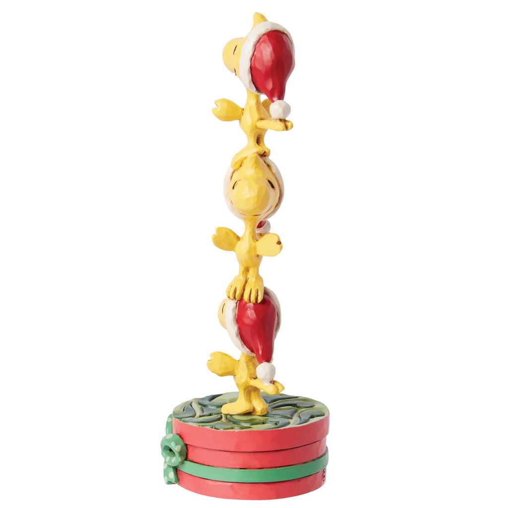 Enesco Peanuts by Jim Shore Stacked Woodstock Miniature Figurine Resin Handcrafted Painted Collectible Peanuts Snoopy Christmas Home Decor Shelf