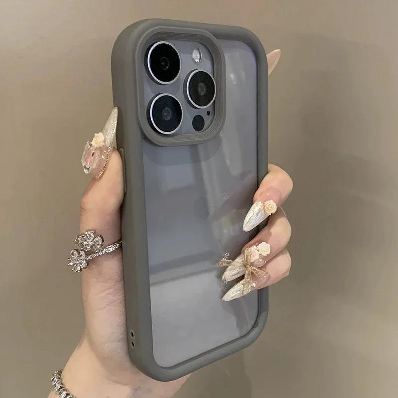 Luxury Transparent Candy Phone Case For iPhone 17 Air 11 14 15 16 17 Pro Max Plus Shockproof Clear Bumper Cases Cover