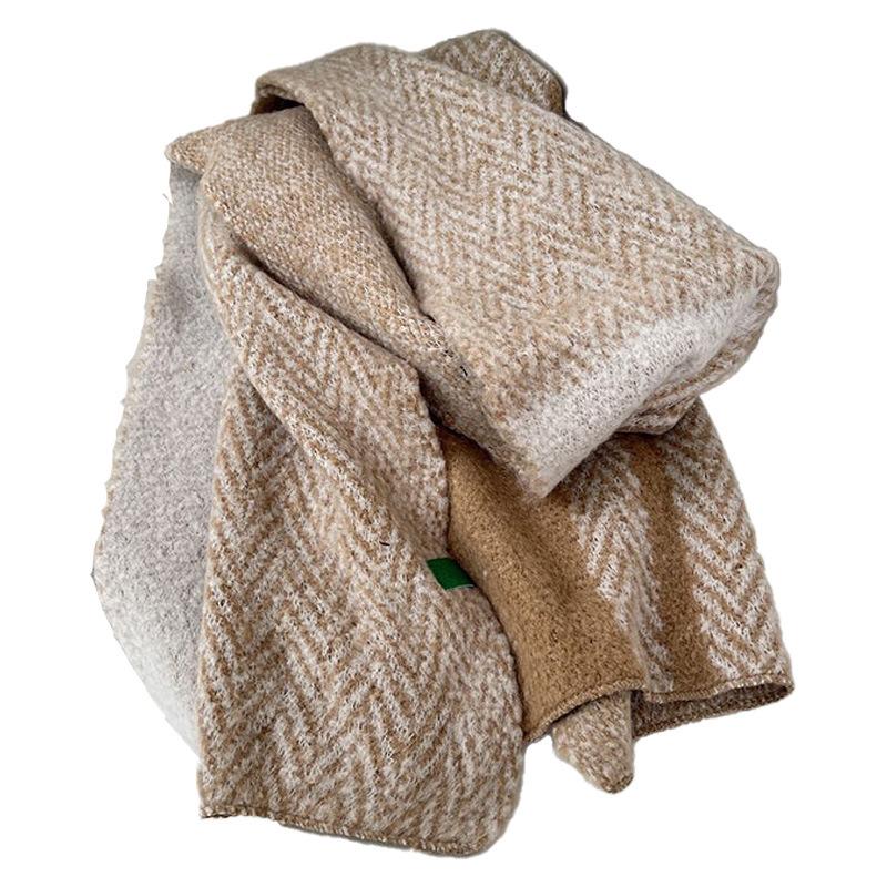 

Customized new thickened and widened casual versatile imitation cashmere contrasting color plaid scarf in autumn and winter Above 175cm верблюд