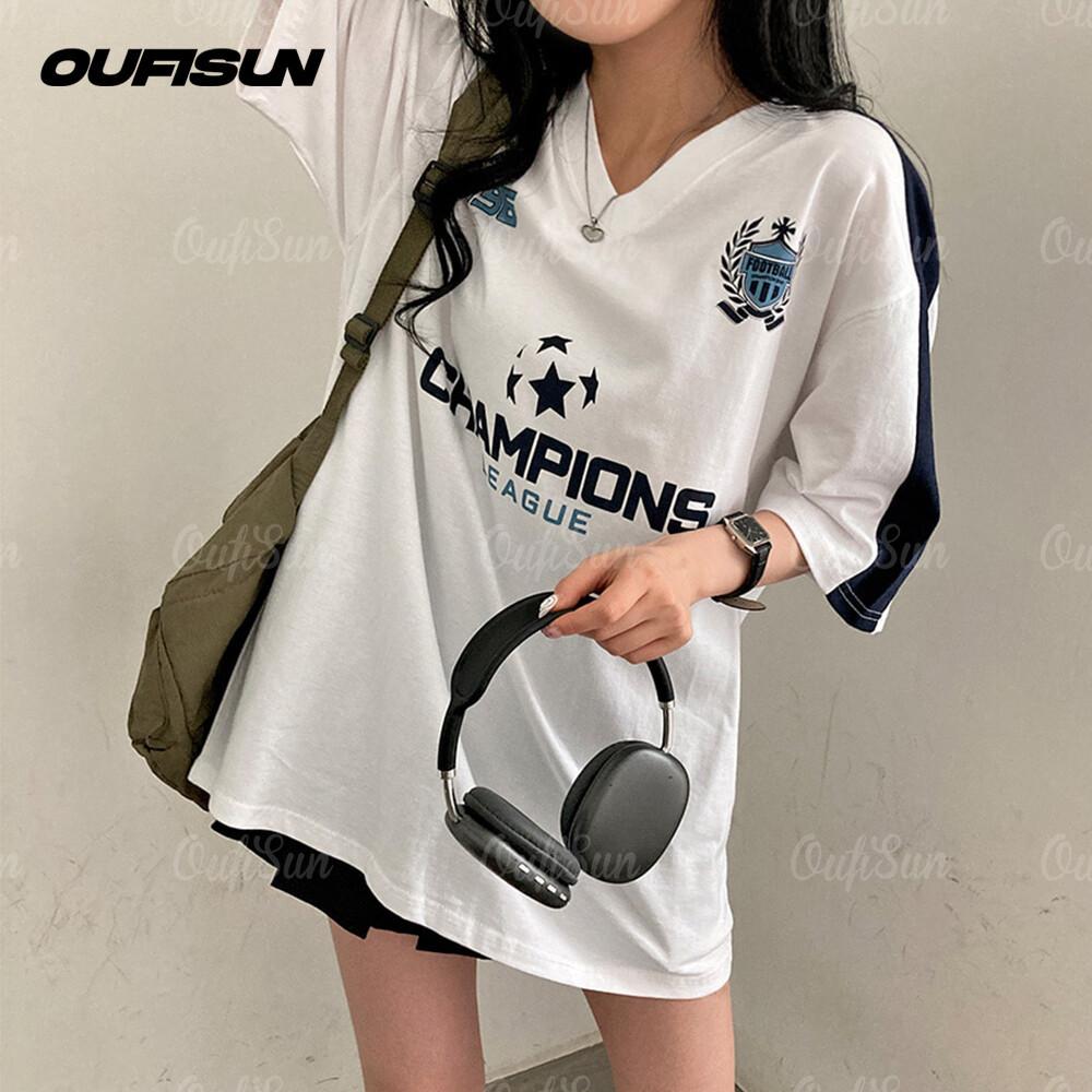 Fashion Street Loose Short-Sleeved Women's Top T-Shirt Versatile High Street Retro Sports Number T-Shirt