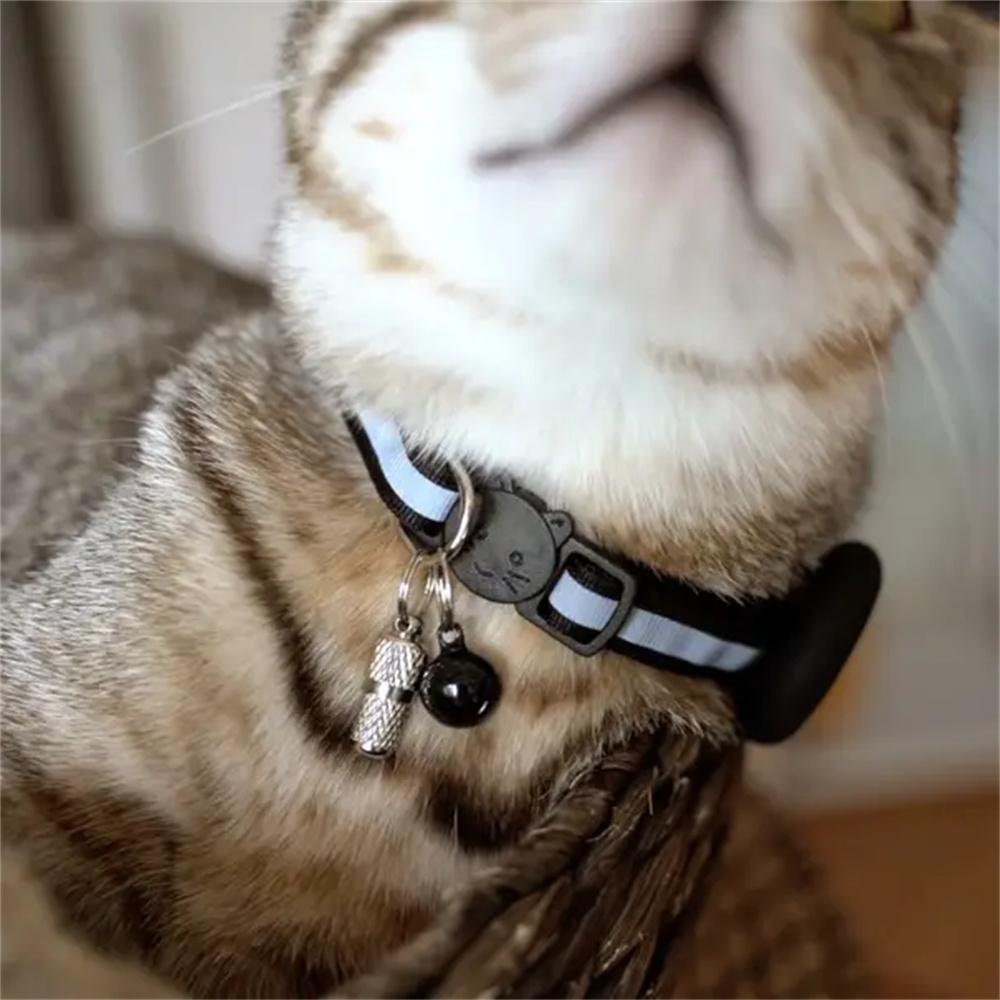 For AirTag Tracker Reflective Pet Collar Silicone Protective Case with ID Address Tag