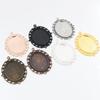 Nouvelle Mode 5pcs 30x40mm Taille Intérieure 7 Couleurs Dentelle Perforée Style Fleur Cabochon Plateau Base Support Charms Pendentif
