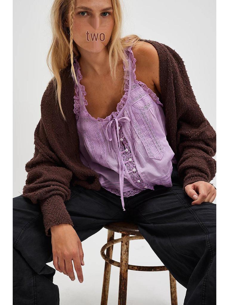 Damen Slim Fit Tanktop mit Spitzenbesatz