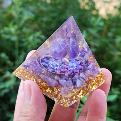 Generátor energie Orgonová pyramida Ametyst Peridot Léčivý přírodní krystal Reiki Generátor čaker Orgonitová pyramida Meditační nástroj