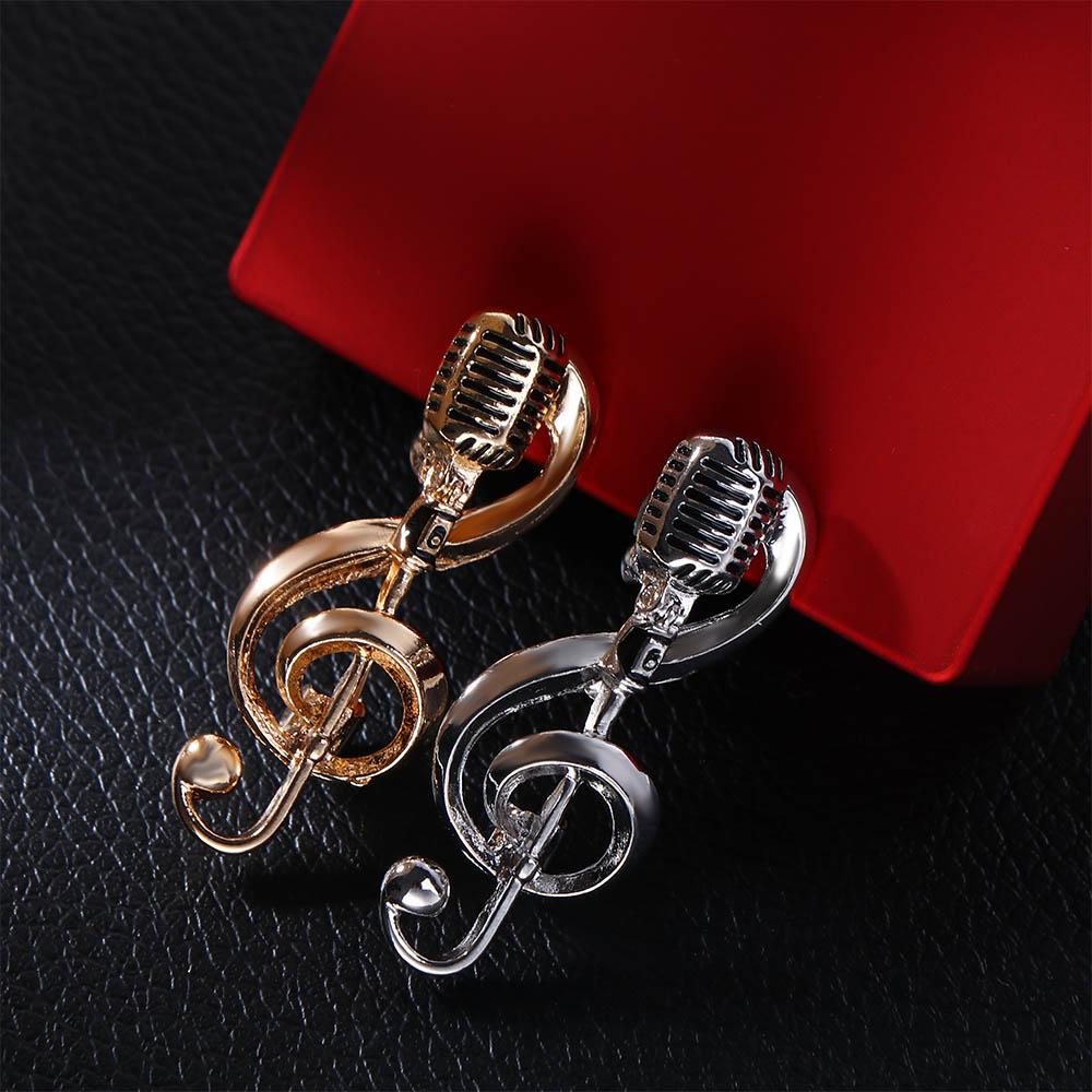 Lapel Brooch Singer Party Lapel Pin Music Note Brooch Microphone Brooches Enamel Pin Brooches Pin