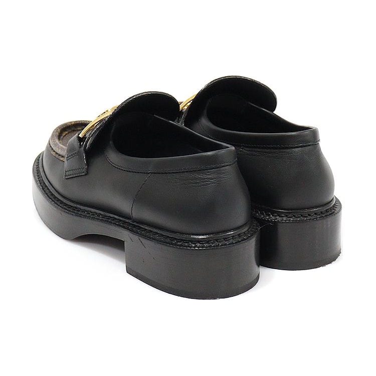Louis Vuitton Academy Loafers 'Black With Brown Monogram And Gold Plate' Women's 1A7TXN