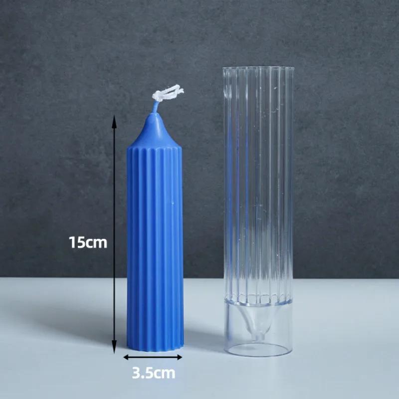 15-22cm Gestreifte Zylindrische Kerzenform DIY Handgemachte Duftkerzen-Herstellung Zubehör Langlebiges PC-Acryl-Form-Set für Einfache Entformung